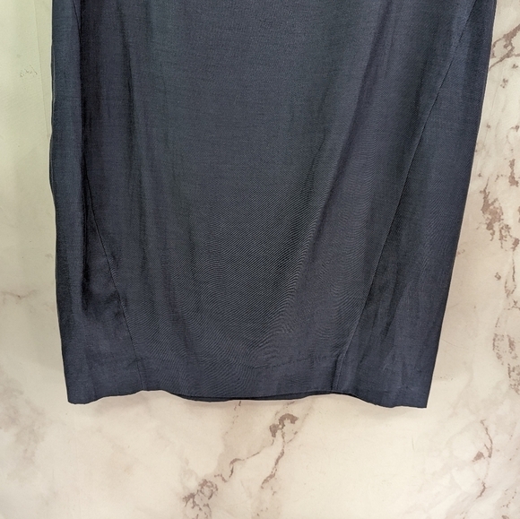 COS Dress Womens 4 Small Blue Shift Mock Neck Pockets Cupro Tunic Short Mini - Picture 7 of 11